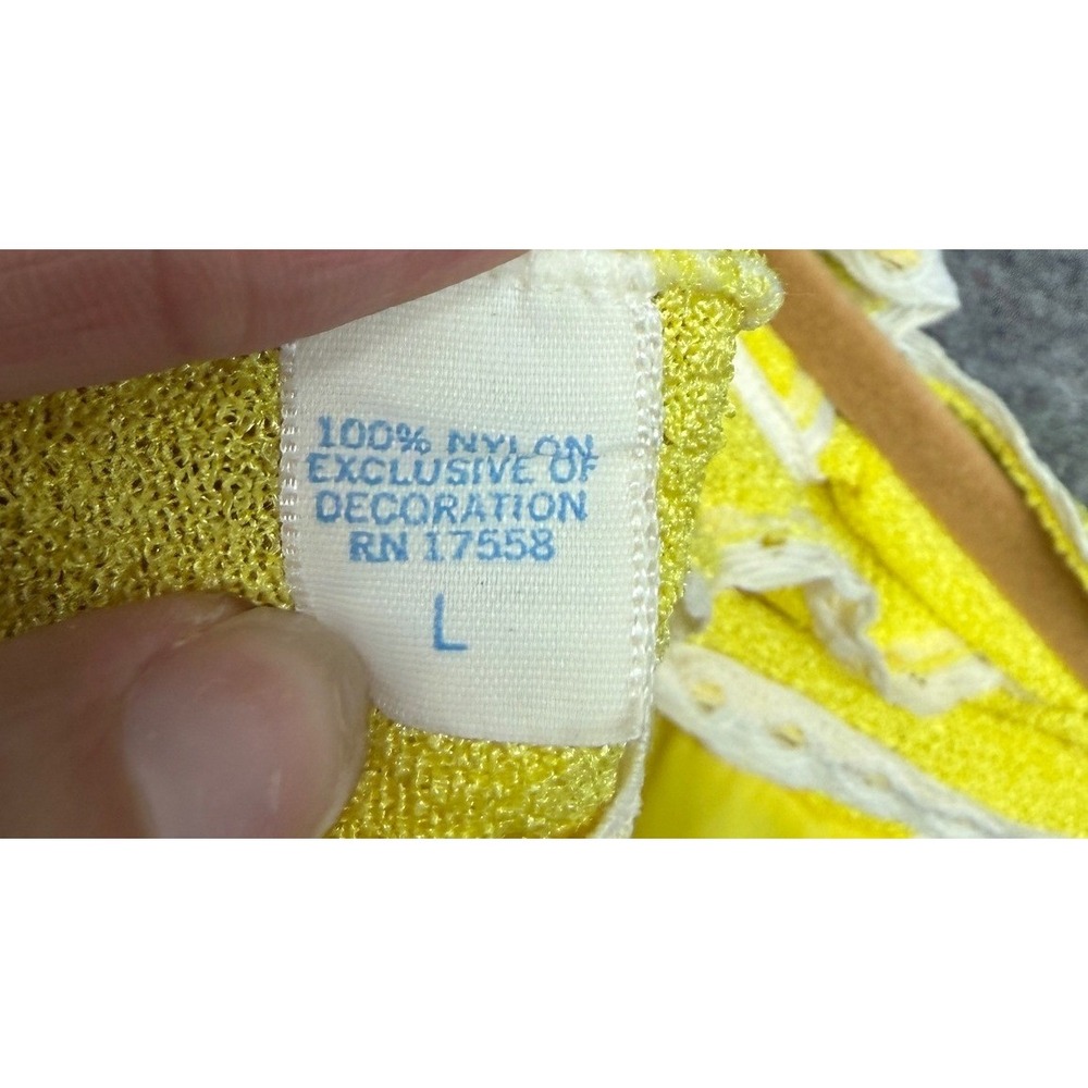 Vintage Yellow Nylon Babydoll Nightgown Lace Trim Empire Waist Chemise Large 60s - Picture 7 of 9
